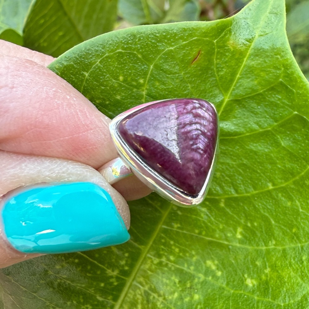 Sterling Silver And Ruby Gem Stone Ring, Size 7 - image 1